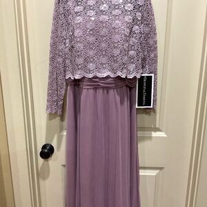 Drawers & Damons ladies sequin lace lilac Midi Cocktail dress - sz 14P - nwt